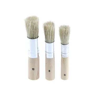 

3Pcs/Set Wooden Stencil Brush Hog Bristle Brushes Acrylic Watercolor Oil Painting School Accessories