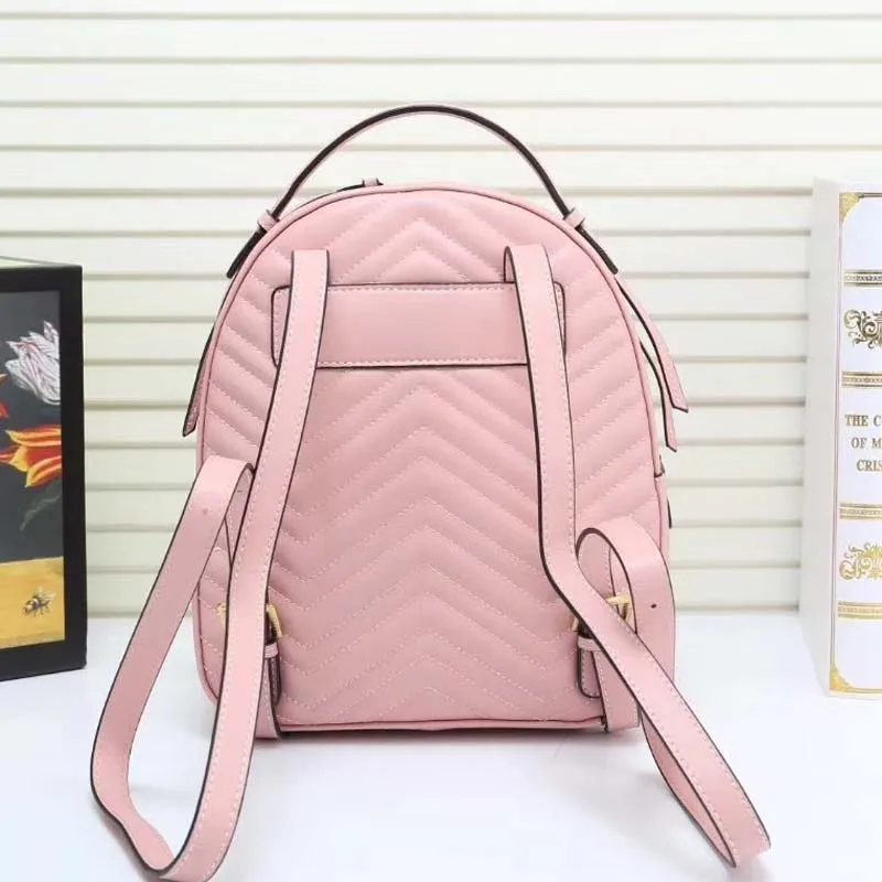 Luxury new backpacks high-end leather backpacks designed for fashionable women with large capacity - Цвет: Pink