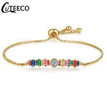 CUTEECO, дизайн, теннисные браслеты для женщин, розовое золото, серебристый циркониевый браслеты и браслеты для женщин, свадебные ювелирные изделия, браслеты