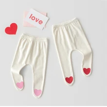 Мягкие дышащие колготки для малышей; сезон осень; милые колготки с сердечками для новорожденных; колготки для маленьких девочек; одежда для малышей; детские брюки
