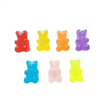 

100Pcs Resin Candy Flatback Cabochon Miniature Qq Gummy Candy Cute Bear Design Resin Sugar Dollhouse Diy