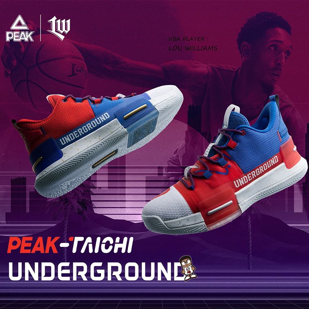 PEAK TAICHI Lou Williams Basketball Shoes Underground Sneakers Adaptive Cushioning Men's Footwear Wearable Non-slip Sports Shoes