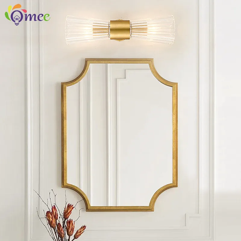 Nordic LED Wall Lamps Glass Bedroom Bedside Lamp Living Room Background Corridor Foyer Creative Sconce Wall LightS Fixture E14