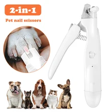 

2 in 1 Pet Dog Nail Grinders Pet Nails Clippers with LED Light Durable Sharp Blade Portable Rechargeable Paw Grooming Tool