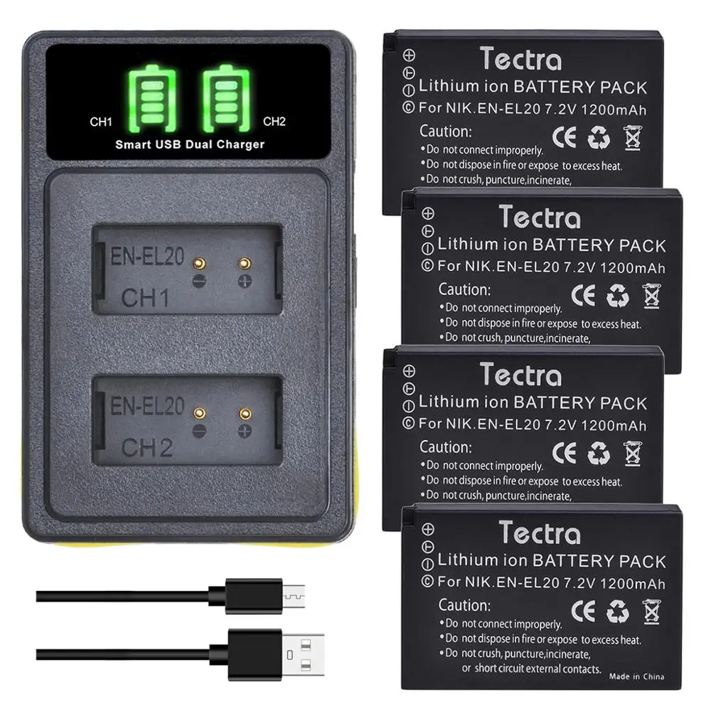 En-El20 Batteria & Enel20 En-El20A Caricabatteria Per Nikon Coolpix P1000 Nikon1 J1 J2 J3 Nikon 1 S1 1 V3 Nikon1 Aw1