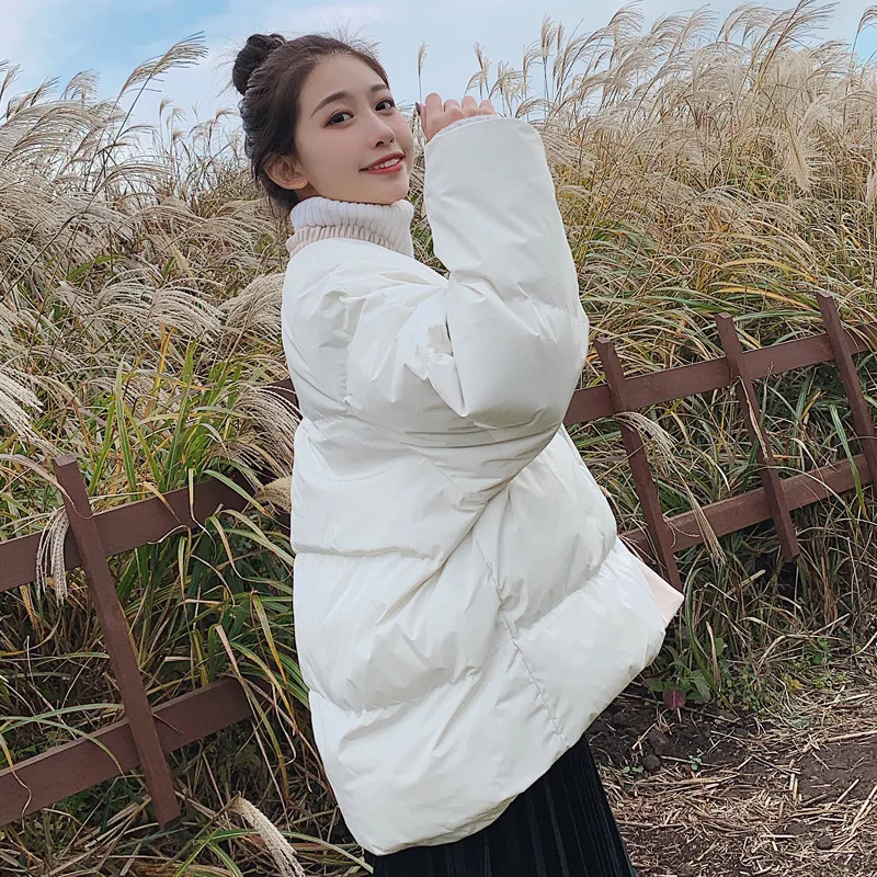 Autumn And Winter New Style Joint Long-sleeved White down Coat Women's Short Students BF Harajuku Wind Cotton-padded Clothe