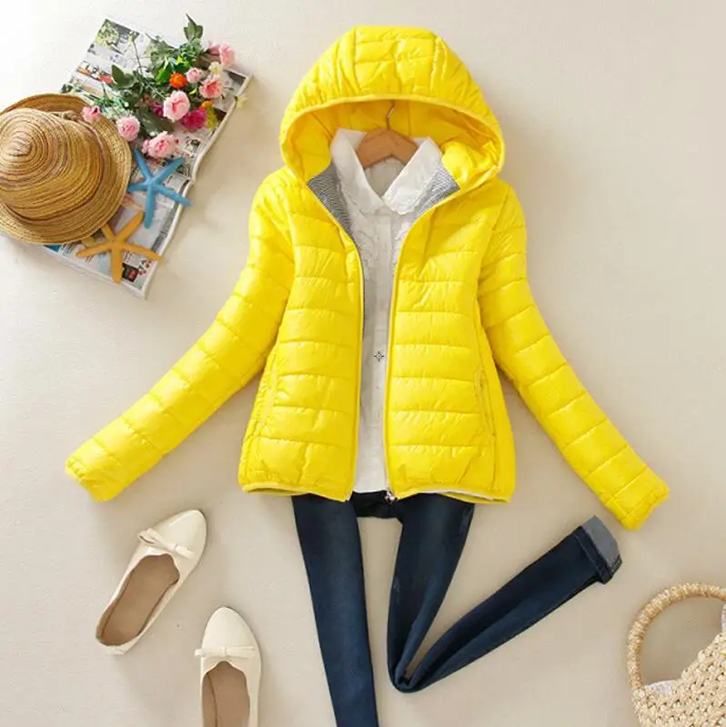 yellow Женские супер теплые зимние куртки пальто женские куртки тонкие короткие мягкие сверхлегкие тонкие хлопковые куртки - Цвет: yellow