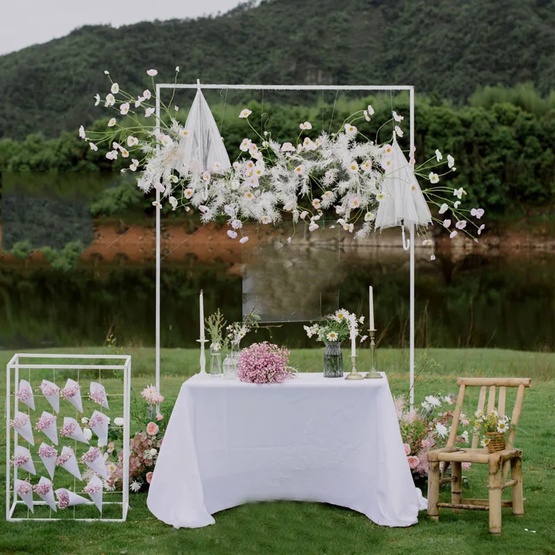 

Wedding Background Wrought Iron Square Frame Thick Galvanized Tube Wedding design Festival event Background decoration