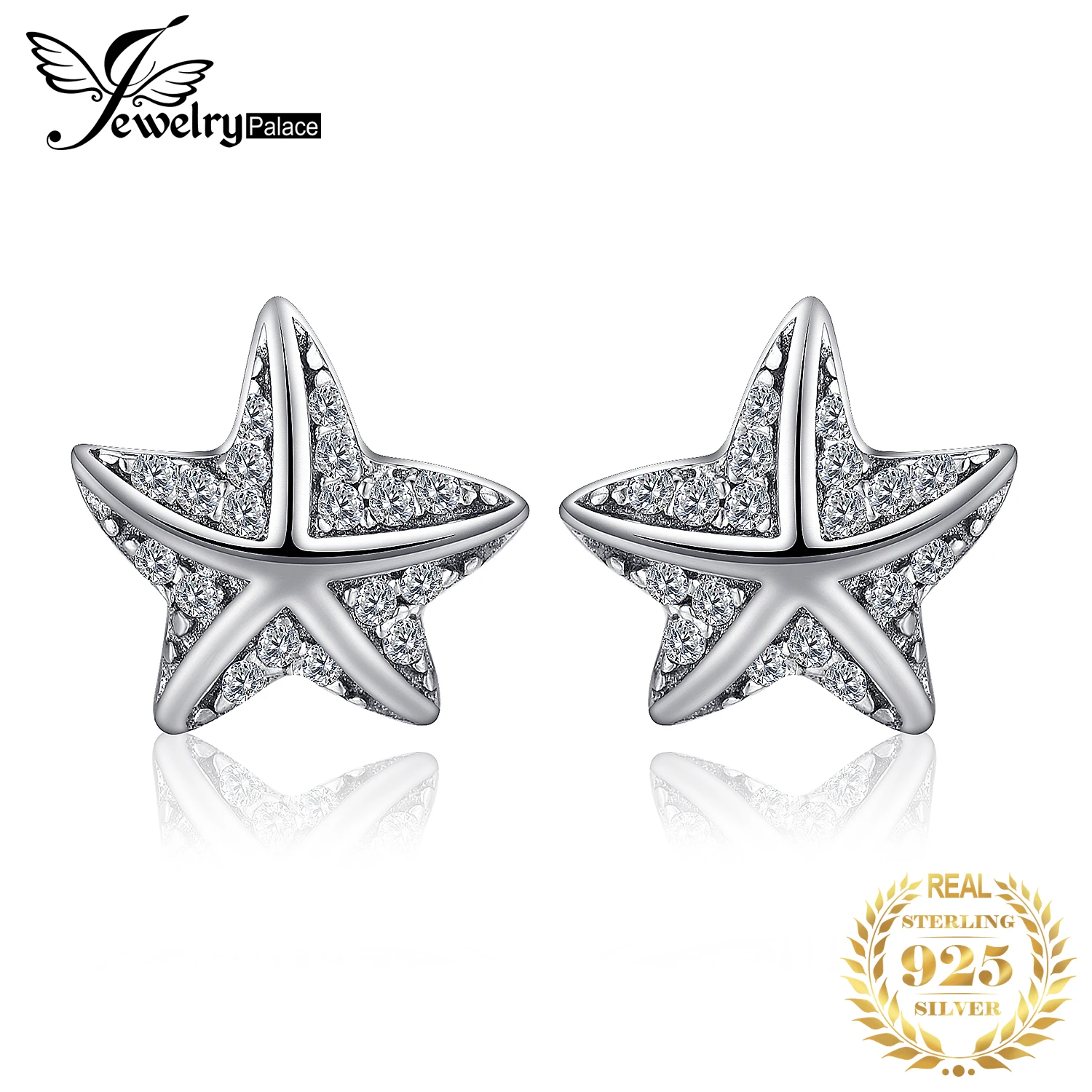 

Jewelrypalace 925 Sterling Silver Summertime Glitter Stud Earrings Starfish Stud Earrings 2018 New Hot Sale Fine Jewelry