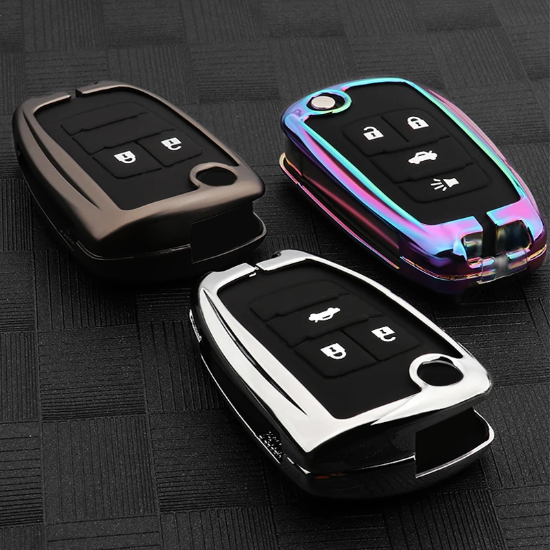 

Folding 2/3/4 Button Car Key Protection Shell Zinc Alloy Material Shell and Silicone Protection Cover Suitable for Chevrolet