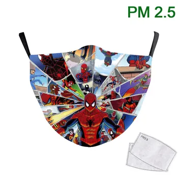 

Washable Face Mask Print Fabric Adult Spiderman Mask Breathable Adjustable Half Mask Pm 2.5 Filter Anti-Pollution Air Purify