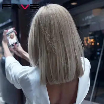 

Fave Mixed Gray Ash Blonde Black Pink Straight 14 Inch Synthetic Wigs For Black Women Hair Cosplay Wigs Heat Resistant Fiber