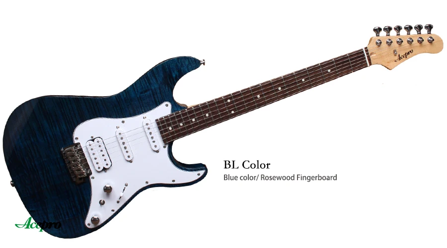 In Stock Acepro Electric Guitar, High quality Natural Flame Maple top Guitar, Wilkinson Tremolo Bridge, 2 Piece Mahogany Body