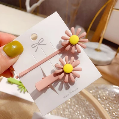 2pcs pink 2 шт./компл. с цветочным принтом повязка на голову, Заколки для волос Головные уборы комплект Дейзи волос резинка заколки для девочек Для женщин аксессуары для волос - Цвет: 2pcs pink
