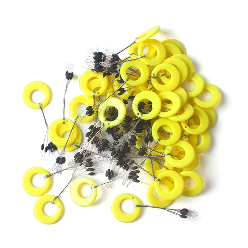 60pcs 10set Float Yellow Rubber Stopper Fishing Floats 5 Size Bobber Oval Bean Space Fishing Line Tackle Equipment Smart Floats