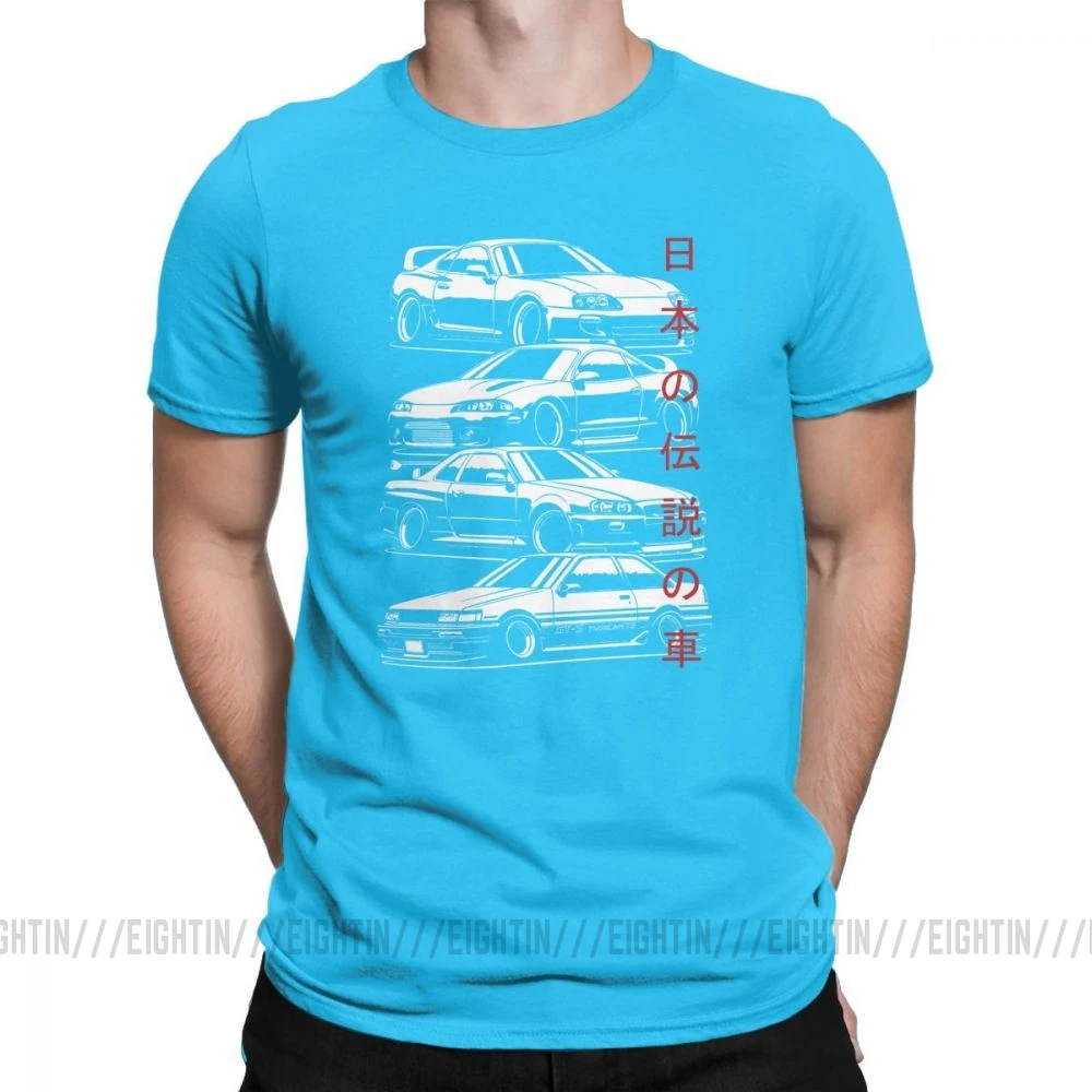 Мужские футболки JDM, легенды, японские автомобили, спортивные футболки, Забавные топы с круглым вырезом и коротким рукавом, очищенные хлопковые футболки серого цвета - Цвет: Medium Blue