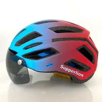 

Adults Sports Mtb Road Bike Cycling Helmet with visor glass Led Cascos Ciclismo capacete route Bicycle Helmet Bike Helmet Lens