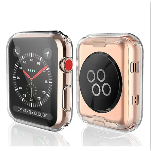 Мягкие часы для apple watch band apple watch 5 4 3 крышка 44 мм/40 мм/42 мм 38 мм iwatch band все вокруг ультра-тонкая прозрачная рамка - Цвет: Синий