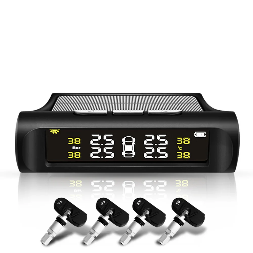 Умный автомобиль, солнечная система TPMS, автомобильная система контроля давления в шинах, цифровой ЖК-дисплей, автоматическая система охранной сигнализации, s давление в шинах
