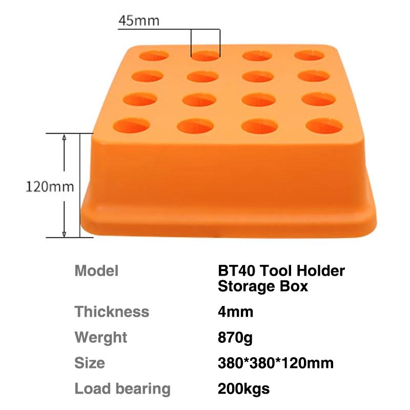 BT40 공구 홀더 플라스틱 보관함, CNC 머시닝 센터 부품 홀더 케이스, 하드 플라스틱 정리함, 16 홀, 15 홀