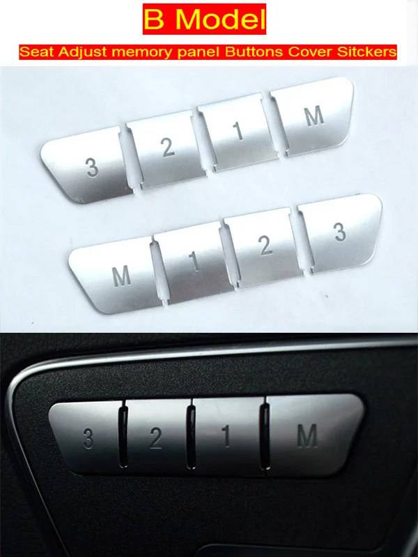 Автомобильный Стайлинг двери сиденья памяти кнопки блокировки отделка Чехлы наклейки для Mercedes Benz C E Class W204 W212 авто аксессуары для интерьера - Название цвета: B Model Silver