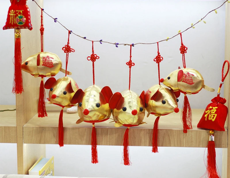 1 шт. милые плюшевые игрушки мышь Маленькая подвеска крыса год игрушка-талисман плюшевые китайские новогодние вечерние украшения подарок мини брелок куклы