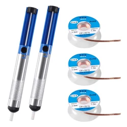 2 PCS Desoldering Suction Pump Soldering Sucker Pen + 3 PCS Solder Wick Wire Vacuum Removal Tool Iron Desolder Hand Welding Tool