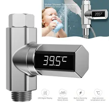 

Led Display Celsius Water Temperature Meter Home 360 Degrees Flow Bath Rotation Self-generating Monitor Shower Baby Thermom A6Y8