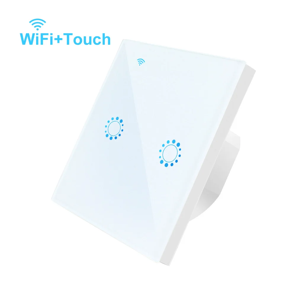 Интеллектуальный переключатель Wi-Fi/APP пульт дистанционного управления Переключатель ЕС Стандартный 90 V-250 V AC 1/2/3 комплекта, один Повтор таймер Функция работать с Alexa Google Home - Цвет: White 2 gang