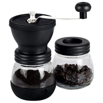

Manual Coffee Grinder with Ceramic Burrs,Coffee Container with Stainless Steel Handle and Silicon Cove