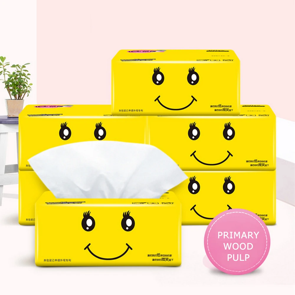 6pcs Home Pure Wood Pulp Paper Towel Toilet Paper Extraction Quick Dissolve 4-layer Each Piece Facial Tissue Napkins