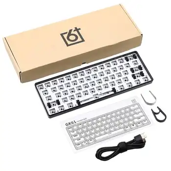 

GK61 RGB Hot Swap Programmable Wired bluetooth Replacable MX Switches Mechanical keyboard DIY kit PCB Mounting Plate Case