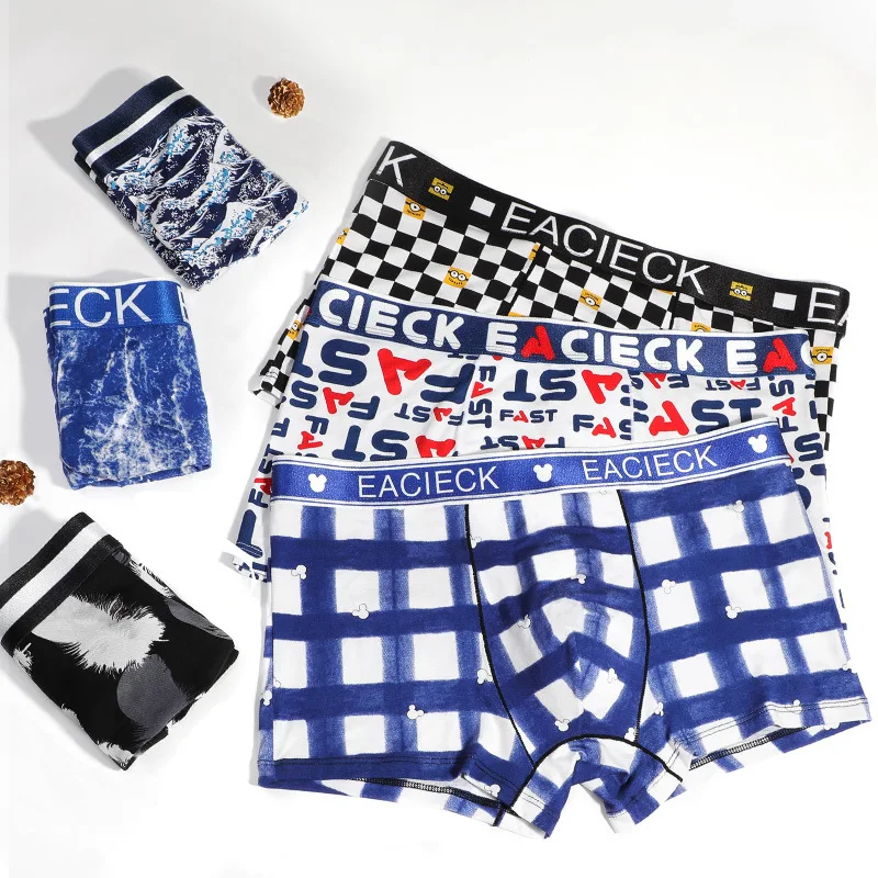 New Men's Underwear, Boxer Shorts, Pure Cotton Trendy Brand Personality, Sports, Breathable Boxer Briefs Sexy Underwear Men