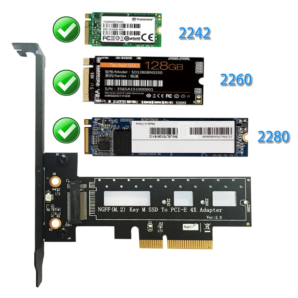 Накопитель SSD с протоколом NVME PCI-e Express X4 Замена расширения Riser Слот адаптер карты Компьютерные аксессуары Добавить на мини настольный привод стабильный