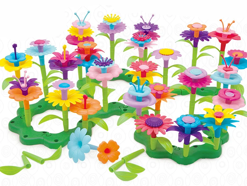 109pcs/set DIY Creative Colorful Interconnecting Blocks Building Educational Flower Arrangement Toys Garden Game for Girls Gift