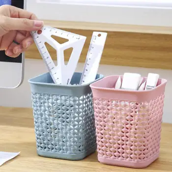 

Desktop Storage Cylinder Hollow Box Holder Cylinder Container Empty Plastic Bag Storage Organizer Brushes Holder W4B0