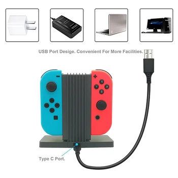 

Game Accessories 4 Port Dock Joystick Charger JoyCon Adapter NS Joy-Con Controllers Charging Stand for Nintend Switch