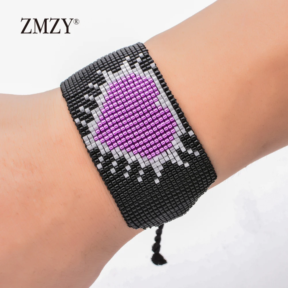 ZMZY Boho браслет ручной работы в форме сердца Miyuki браслет из бисера женский модный широкий регулируемый плетеный дружбы плетеный браслет