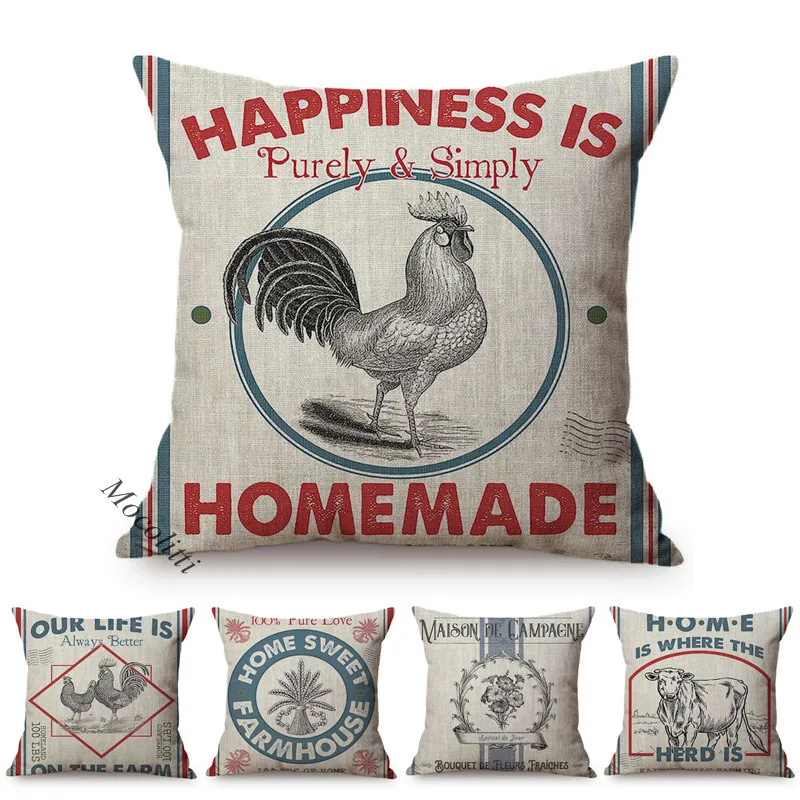 Farmhouse Decor Personalized Custom 'Farm Life' Natural Canvas Pillow or Pillow Cover Home Decor -Gift Throw Pillow
