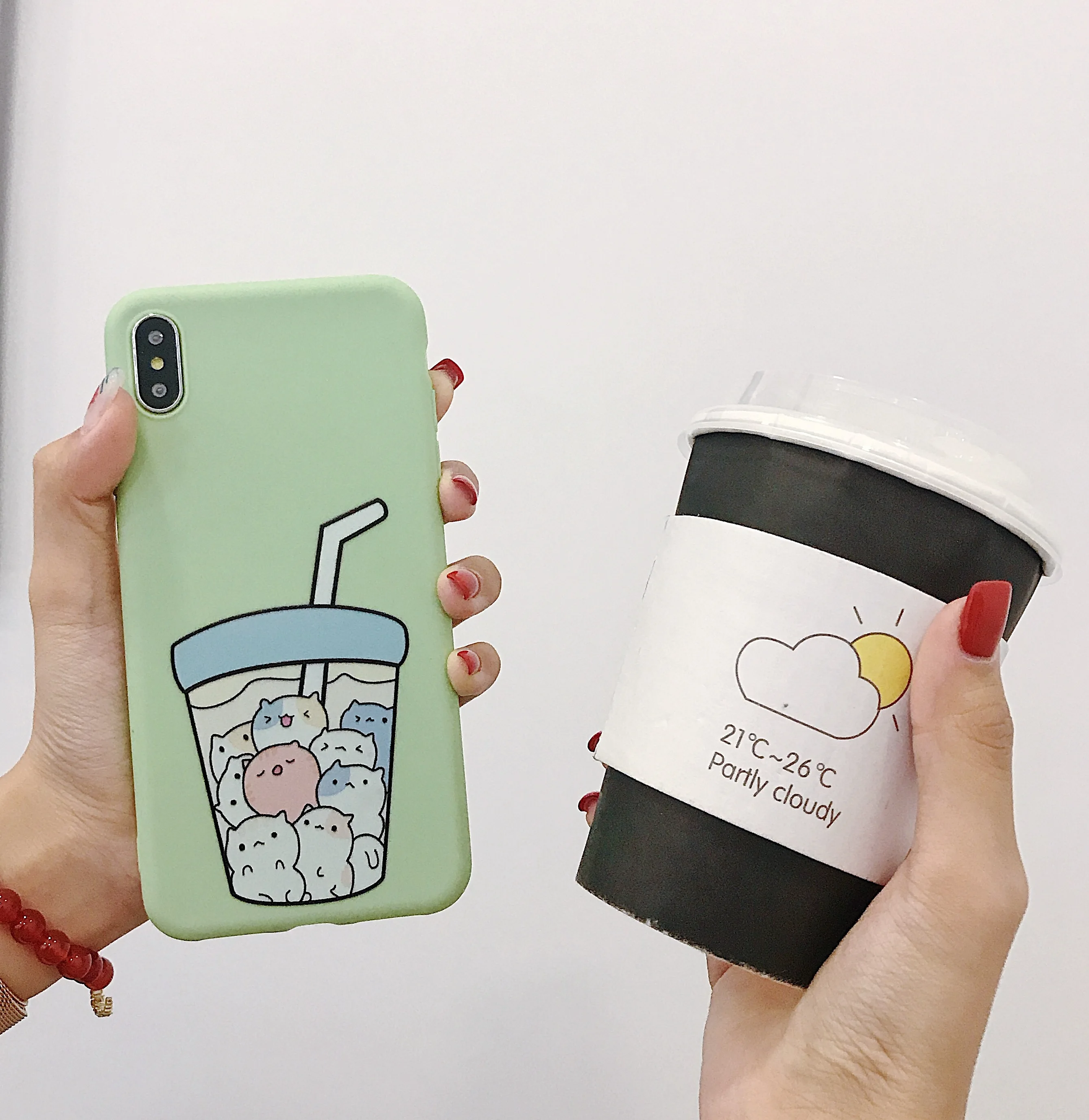 

Cute Bubble Tea Phone Case for iPhone X XR XS Max 11 11Pro 11Promax Solid Candy Soft Silicone Mobile Phone Covers For iPhone 6 6s 7 8 Plus