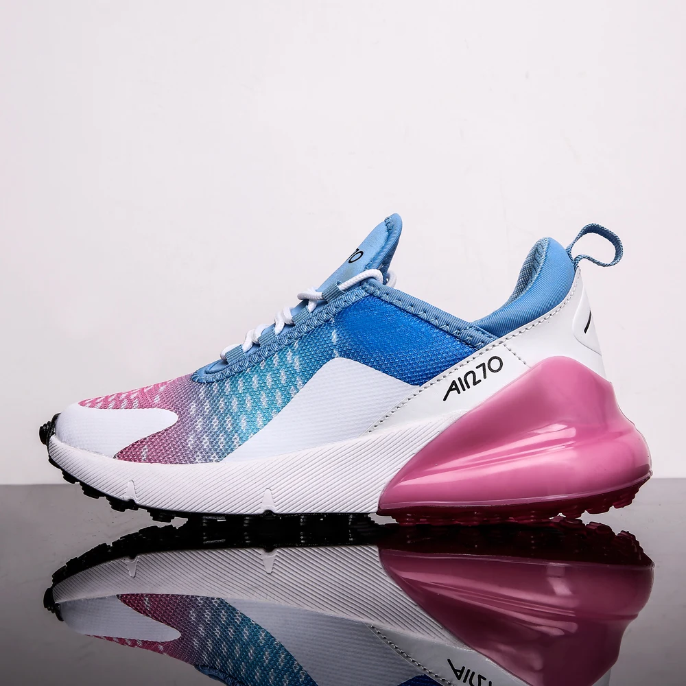 270-5 pink blue Беговые кроссовки, сетчатые уличные дышащие Прогулочные кроссовки, унисекс, Спортивная беговая Обувь, нескользящая обувь на плоской подошве - Цвет: 270-5 pink blue