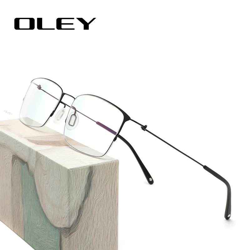 OLEY Titanium Without screws Eyewear Prescription Eyeglasses Frame Men