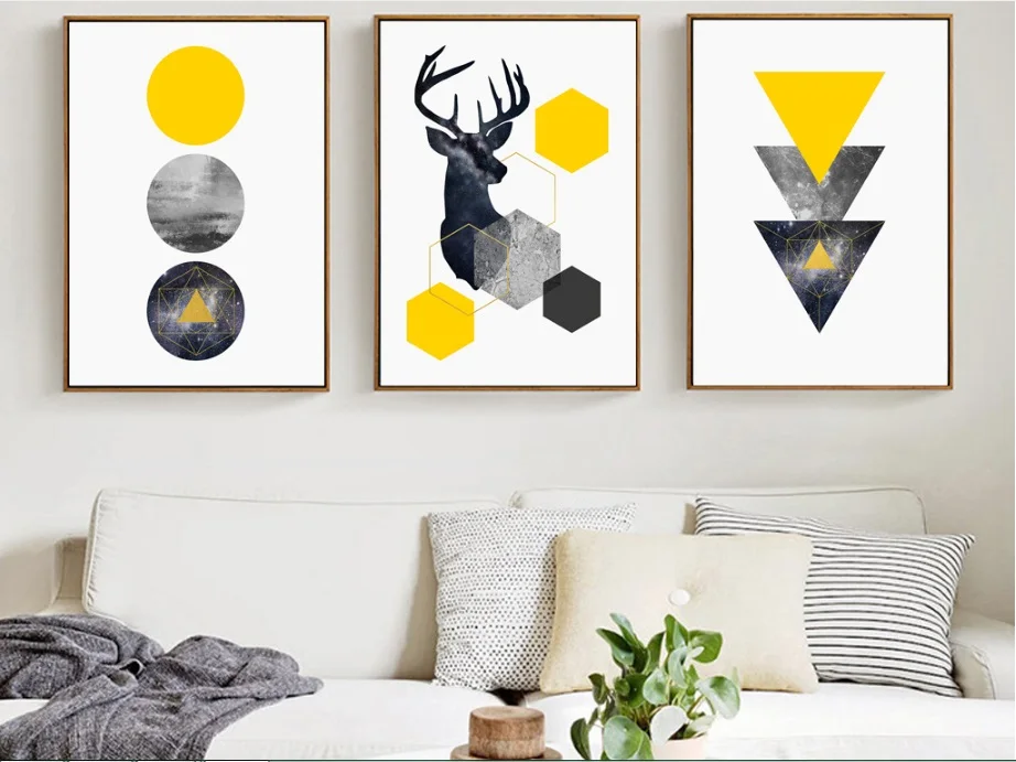 Nordic Style Geometric Starry Abstract Deer Wall Art Print Picture Canvas Painting Poster for Living Room 3
