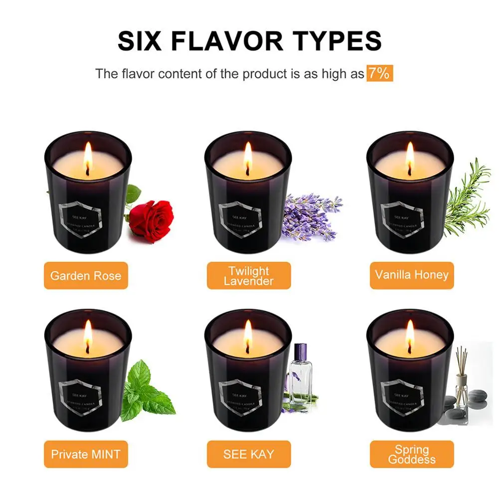 

6pcs Aromatherapy Candle Set Environmentally Friendly Plant Essential Oil Soy Wax Smokeless Candles Home Decorations