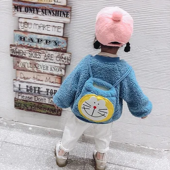 

Cute girl plus velvet thick cotton coat cartoon plush velvet autumn and winter coat girls clothes 2 to 6 years old