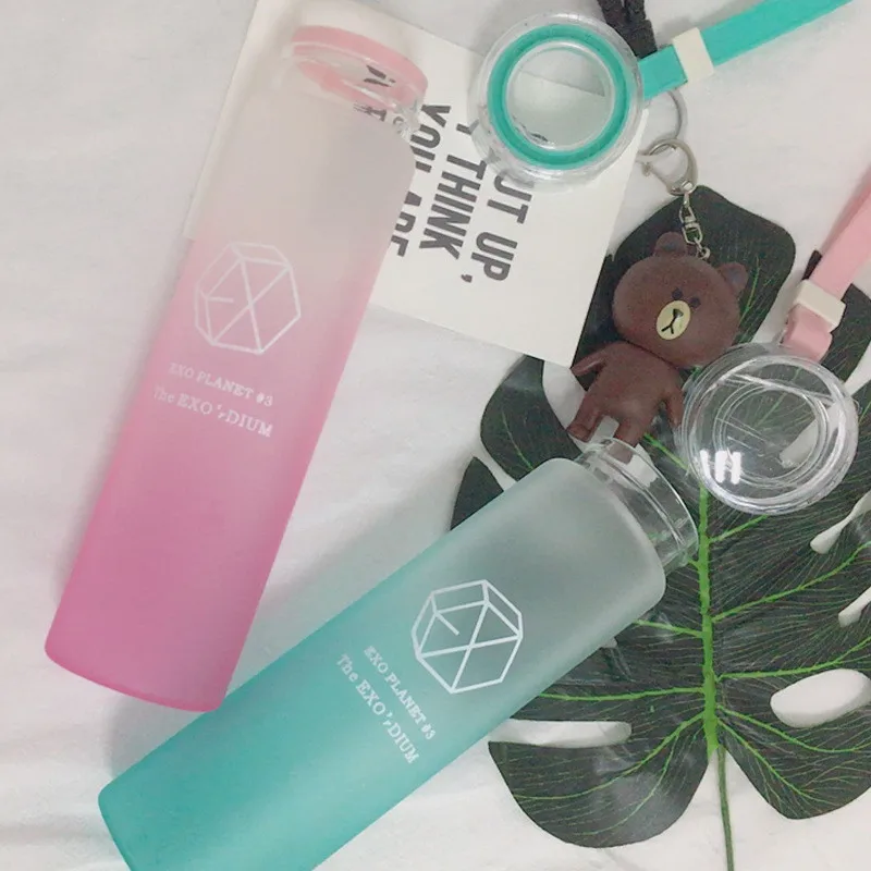 301-400 мл кружка из матового стекла EXO Xiumin Sehun glass Shot glass градиентные цвета для лимонного водная напольная чашка спортивный переносной чайник
