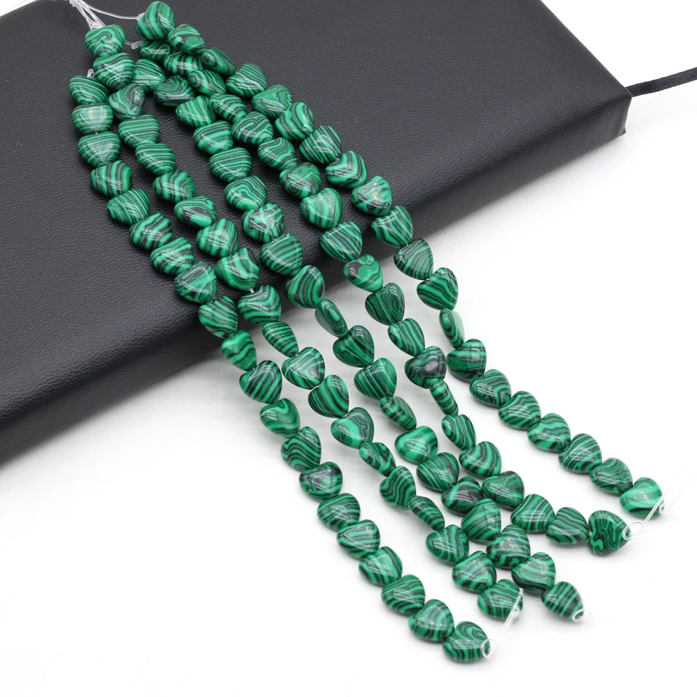 

Natural Stone Beads Love Heart Shaped Green Malachite Loose Spacer Beaded For Jewelry Making DIY Bracelet Necklace Accessories