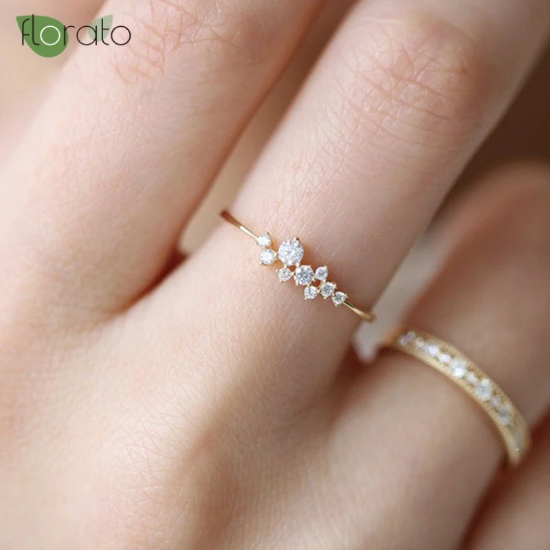 Простые женские кольца с настоящими Австрийскими кристаллами Золотой/золотой