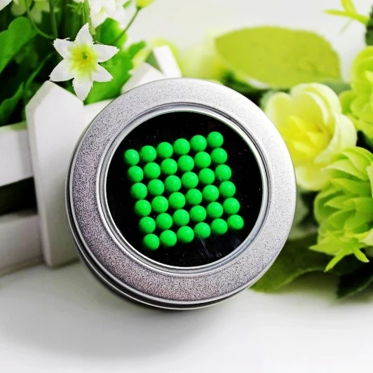 Fluorescent Green New 5mm Magnetic Cube Magic Cube Blocks Beads Spheres Neo Cube Balls Puzzle with Metal Box Christmas Gift for Child - Цвет: Fluorescent Green
