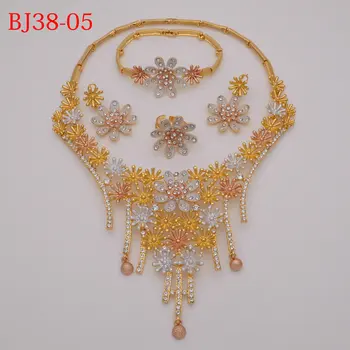 

Fashion Charm African Bridal Earrings Ring Drop Jewelry Sets Classic Wedding Dubai Necklace Bracelet for Women Jewelry Set